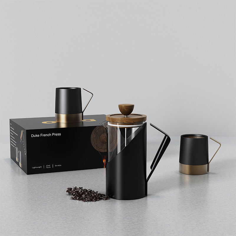 Wholesale In-Stock 304 Stainless Steel French Press Pot, High-Temperature Resistant Borosilicate Body, Household French Filter Press Pot Tea Maker