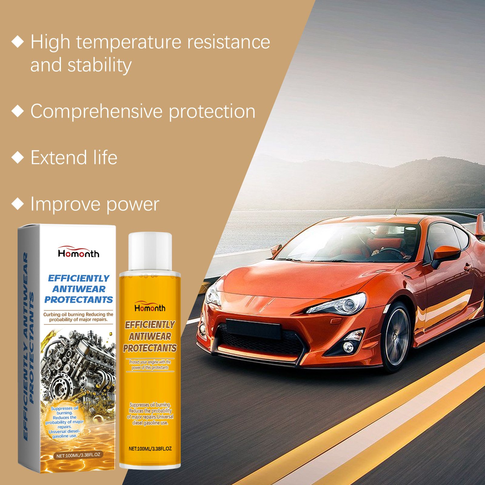 Homonth Engine Anti-Wear Protector Engine Break-In Protector Engine Maintenance Oil Additive