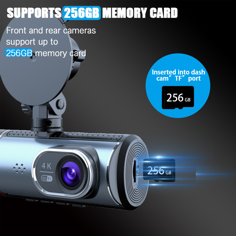 4K+1K+1K 3-Lens Wifi Car Dash Cam Mobile App High-Definition Dash Cam Dashcam