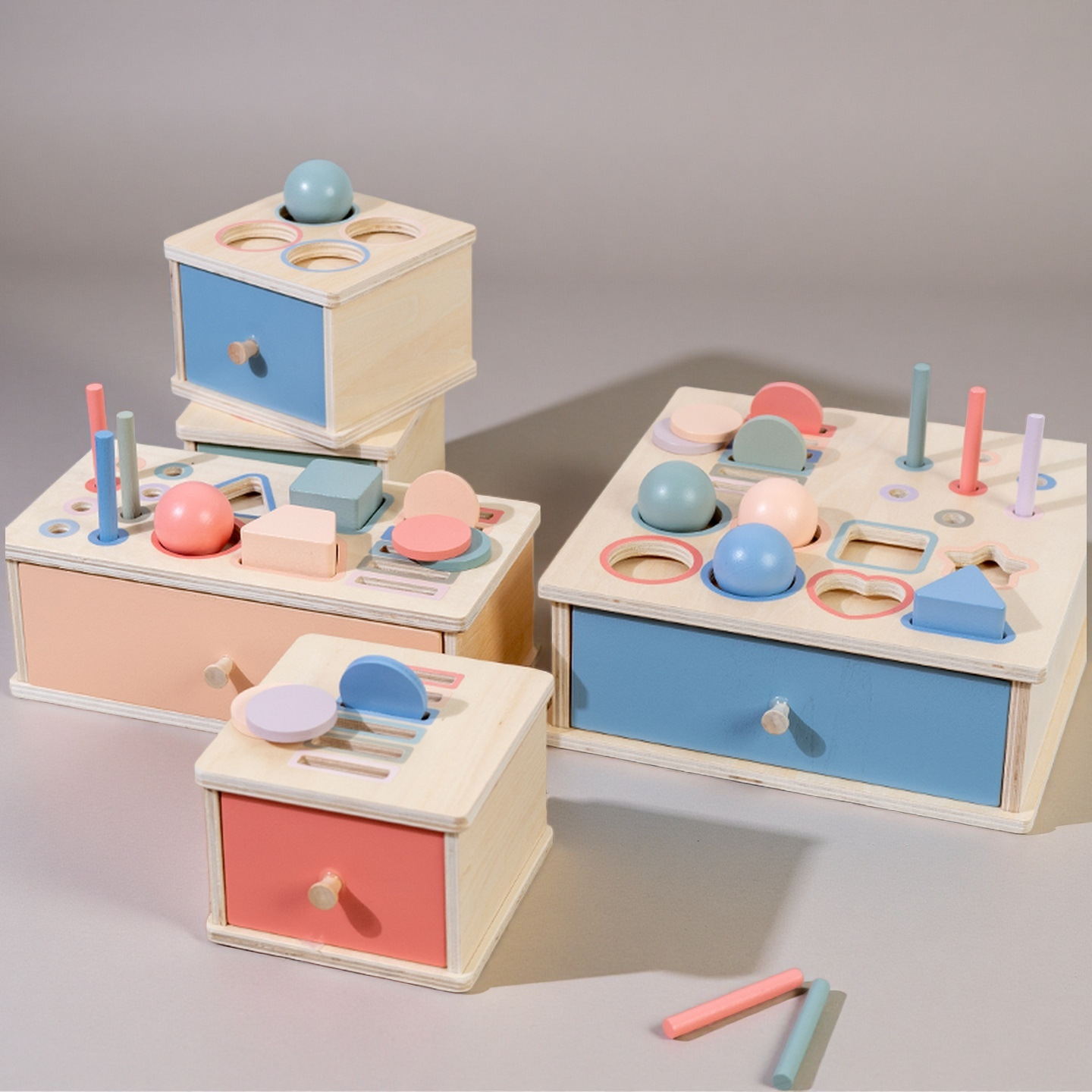 Cross-Border Baby Color Recognition Building Blocks Shape Matching Teaching Aids Early Education Classification Coin Box Montessori Toys 3-6 Years Old