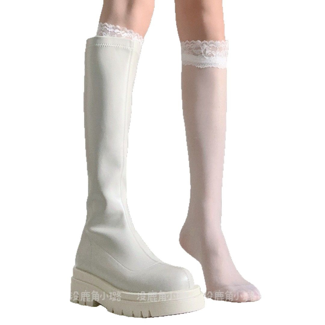 Cordón arco calcetines de pantorrilla mujer verano blanco dulce jk niñas rodillas medias medias pilas Lolita