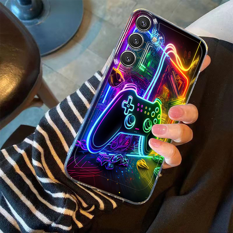 Creative A16 Neon Light Handle S26 Compatible with Samsung S25Ultra Transparent Phone Case S24 Soft Case Tpu Dropshipping