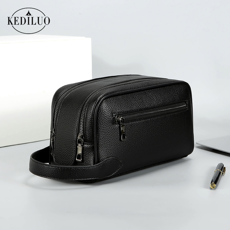 Pochette da uomo con chiusura a impronta digitale, nuova collezione primavera/estate 2026 per il commercio transfrontaliero, colore nero e marrone._voghion.com