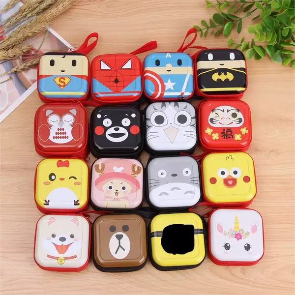 Original Tinplate Coin Purse, Cute Cartoon Key Coin Zipper Bag, Data Cable Storage Box, Earphone Storage