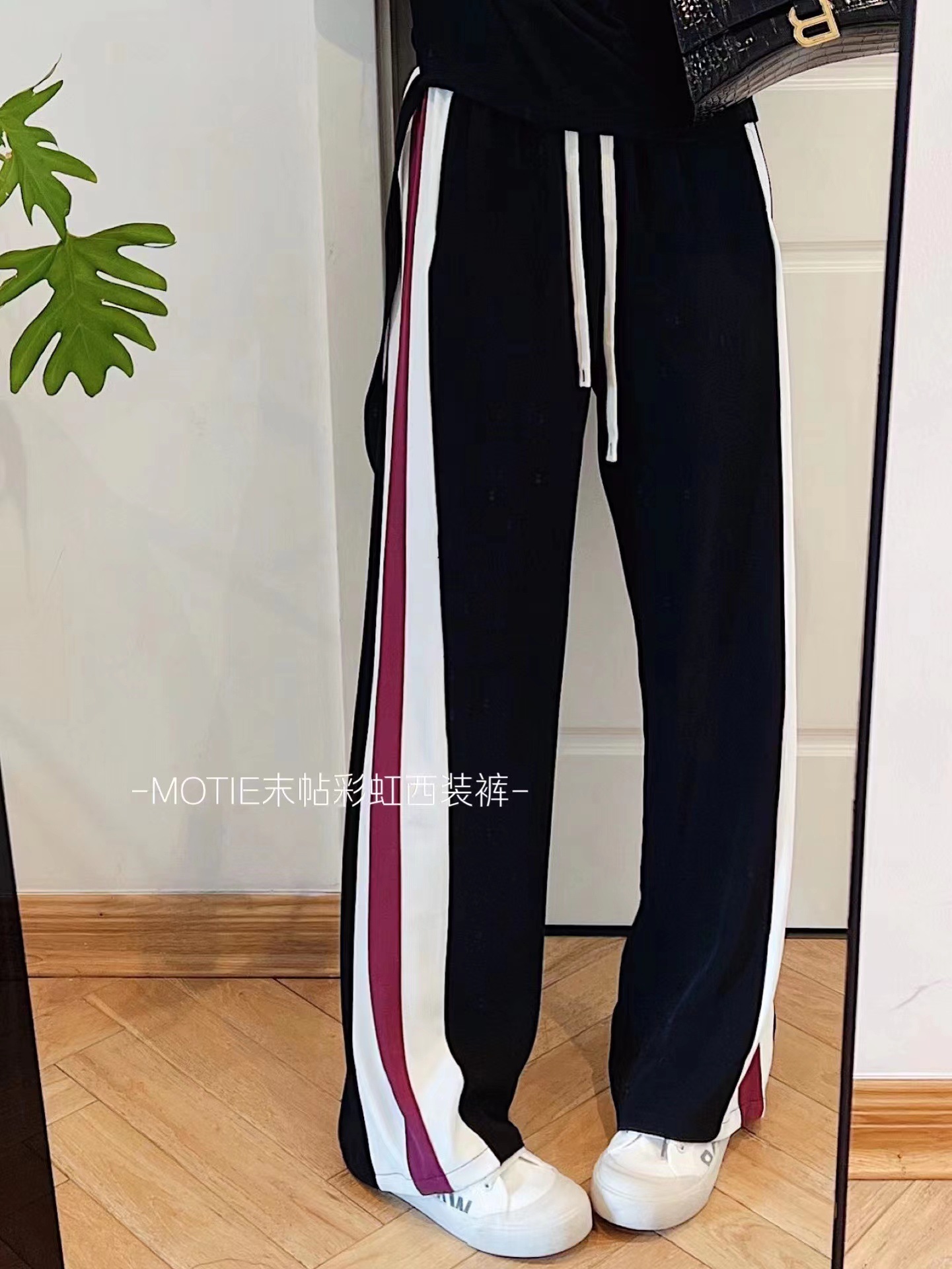 MOTIE末帖彩虹西装裤2022夏季款欧货侧边条杠拼接条纹直筒裤女潮|ru
