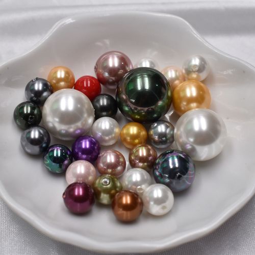 Manufacturer shell pearls 3-18mm white half hole shell beads diy jewelry necklace accessories round beads loose beads wholesale