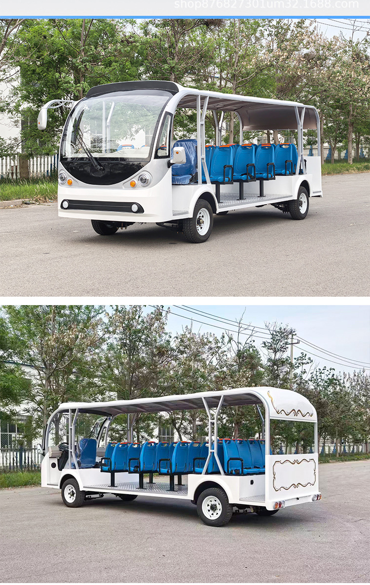 New 23-seater electric sightseeing vehicle for export, suitable for scenic areas, parks, campus, and airport shuttle services