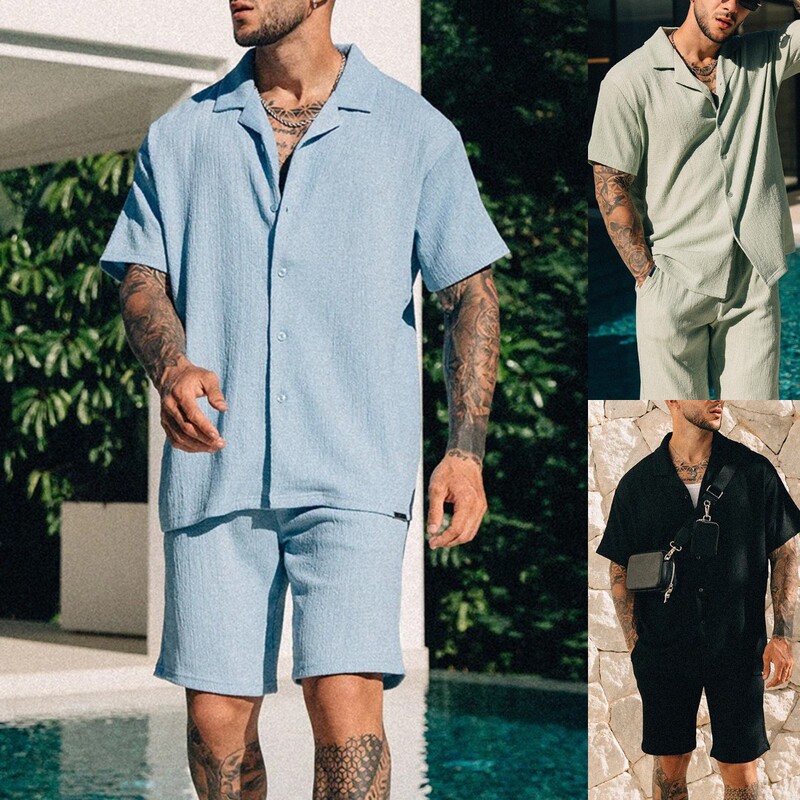 Cross-Border Hot-Selling Amazon Bestsellers Men's Street-Style Printed T-Shirts Trendy Summer Short-Sleeved Casual Fashion Suits for Men