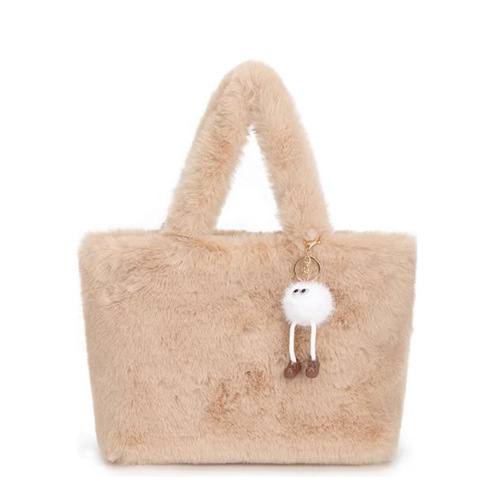 Plush Women's Single Strap Bag Cute Teenager Daily Commute High-end Plush Handheld Tote Bag Fluffy Bag