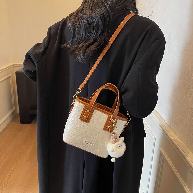 小众复古撞色小包包女2025新款秋季百搭斜挎包休闲精致手提水桶包|undefined