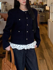 羊毛大衣女款2025新款秋冬季短款呢子小个子小香风毛呢外套