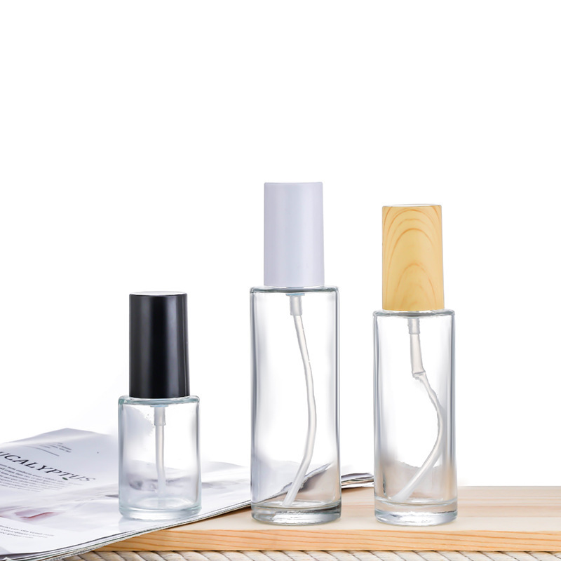 现货批发平肩玻璃乳液瓶50毫升100ml化妆品喷雾瓶便携小样分装瓶