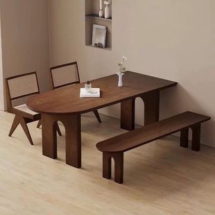 Solid Wood Mid-Century Style Dining Table, Semi-Circular Dining Table and Chairs, Home Small Apartment Dining Table, Living Room, Simple Wall Desk Island