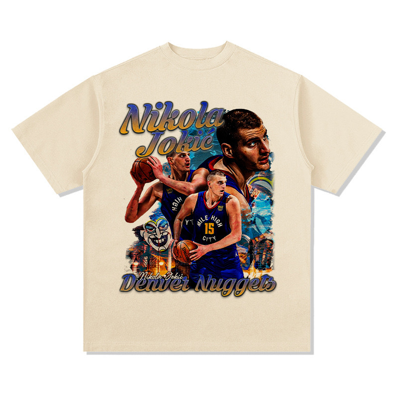 Yorkichi American Star camiseta callejera hip-hop marca de tendencia impresión retro hacer viejo lavado pesado suelto mangas cortas