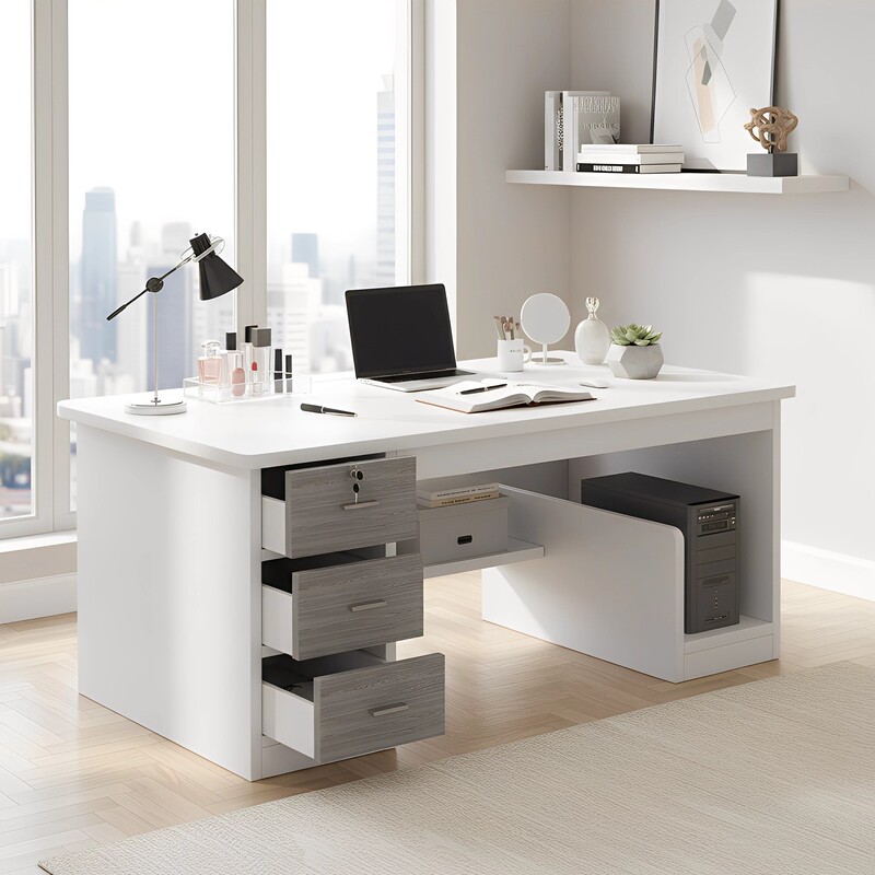 Computer Desk Desktop Home Desk Bedroom with Drawer Writing Desk Simple Modern Office Desk with Host Table