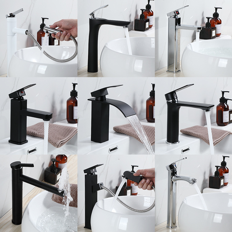Completo cobre negro redondo cuadrado underpan Cuenca del fregadero de la cuenca del lavabo caliente y fría grifo