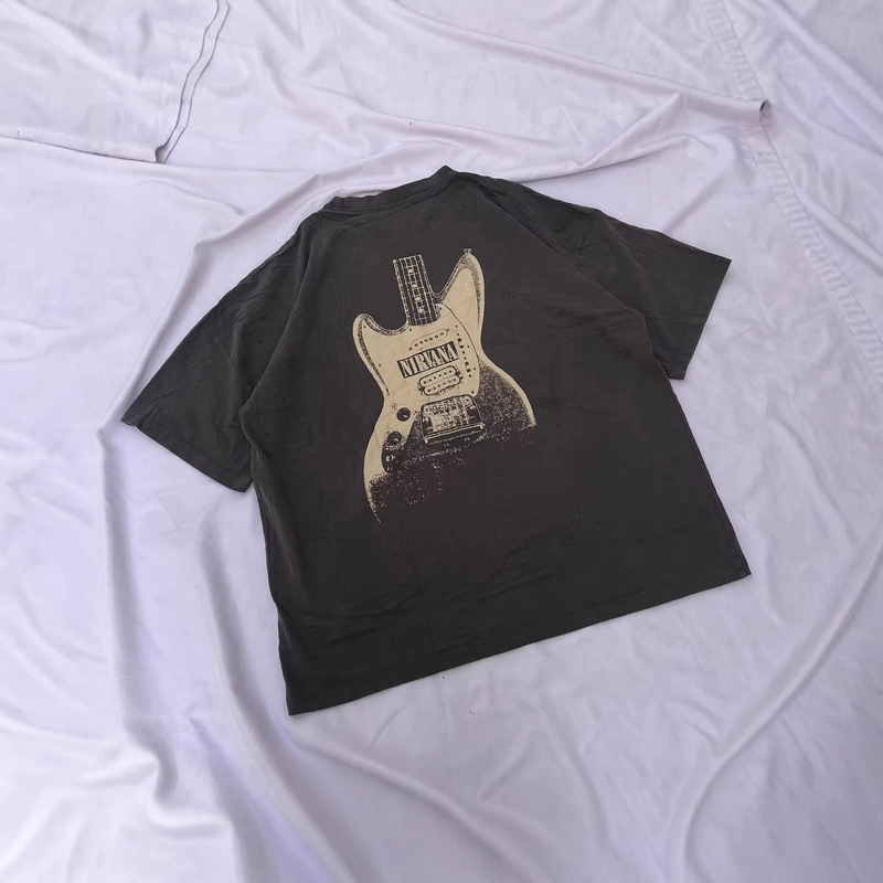 [European and American Cross-Border] Nirvana Band Distressed Print T-Shirt, Loose Rock Street Style, Spring and Summer Unisex Style