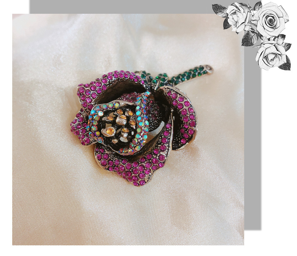 Retro Flower Alloy Plating Inlay Rhinestones Women's Brooches display picture 7