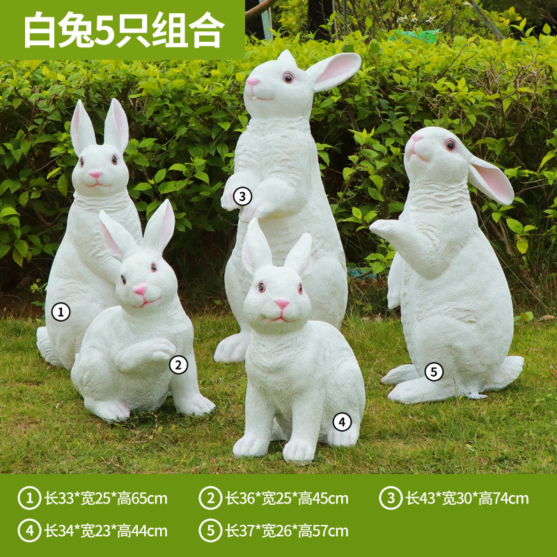 Parque Bosque Simulación Mushroom Escultura Decoración de jardín Patio Decoración de conejo Césped FRP Animales Escenografía