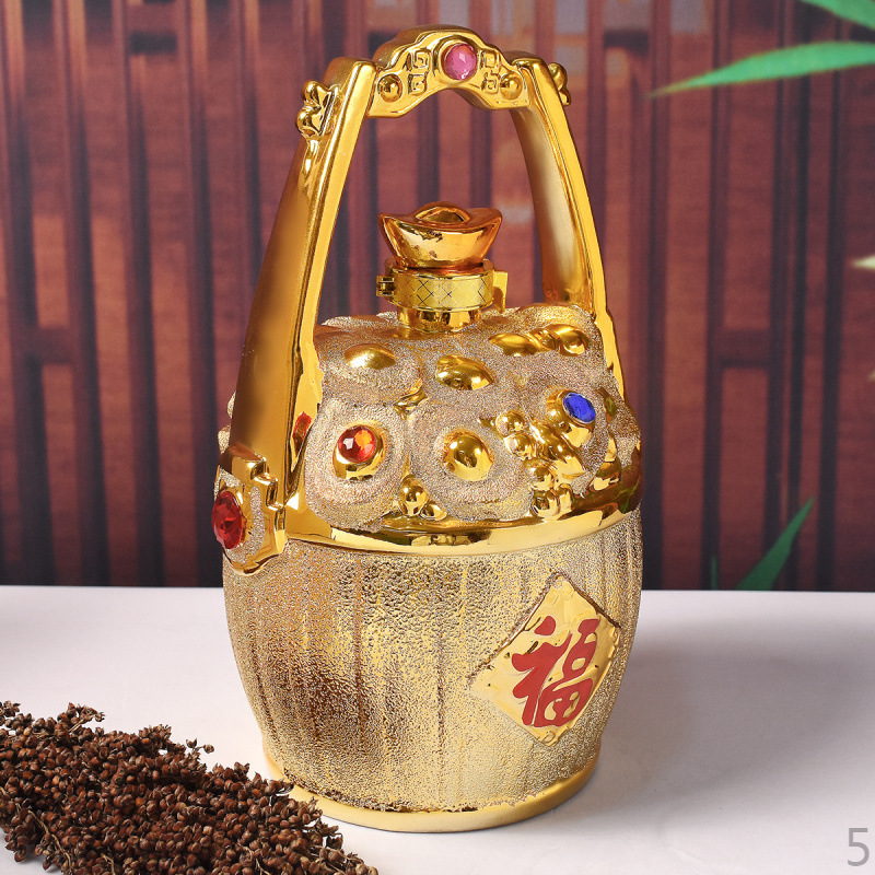 【一桶金】白酒礼盒装清香型53度纯粮食酒整箱1500毫升装