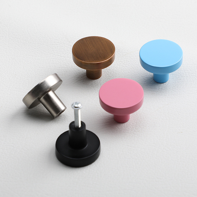 Colorful Children's Cartoon Black Drawer Pulls Modern Simple Wardrobe Door Handles Single Hole Blue Yellow Pulls