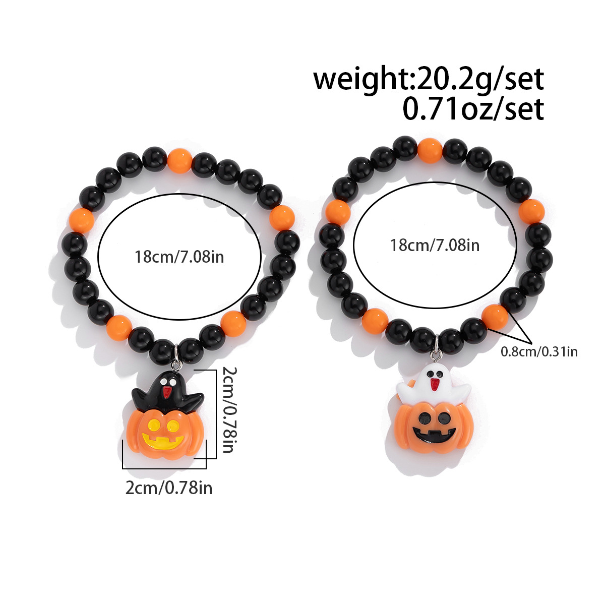 Pulsera de cerámica blanda multicapa con diseño de calabaza fantasma y viento de Ins, pulsera de bruja fantasma para fiesta de Halloween_voghion.com