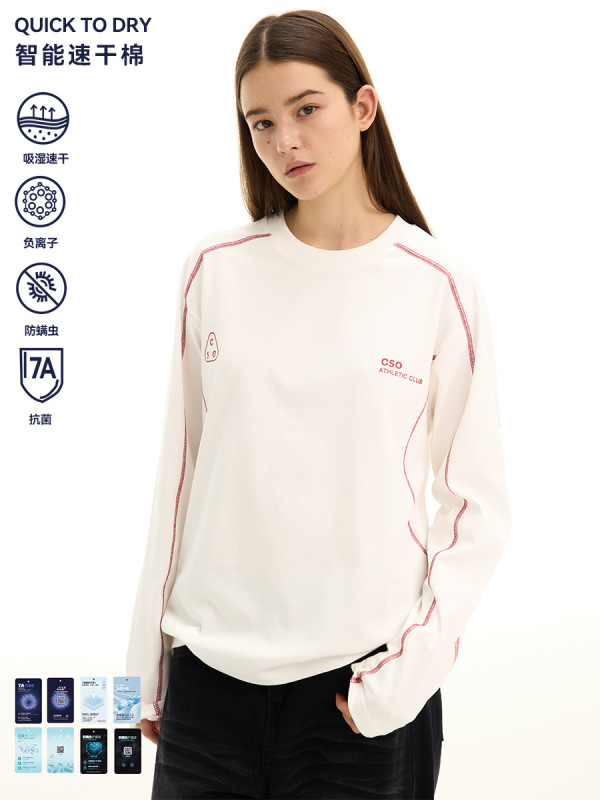 UNF 速干7A抗菌国潮印花宽松圆领日常运动情侣长袖t恤男女秋冬|undefined