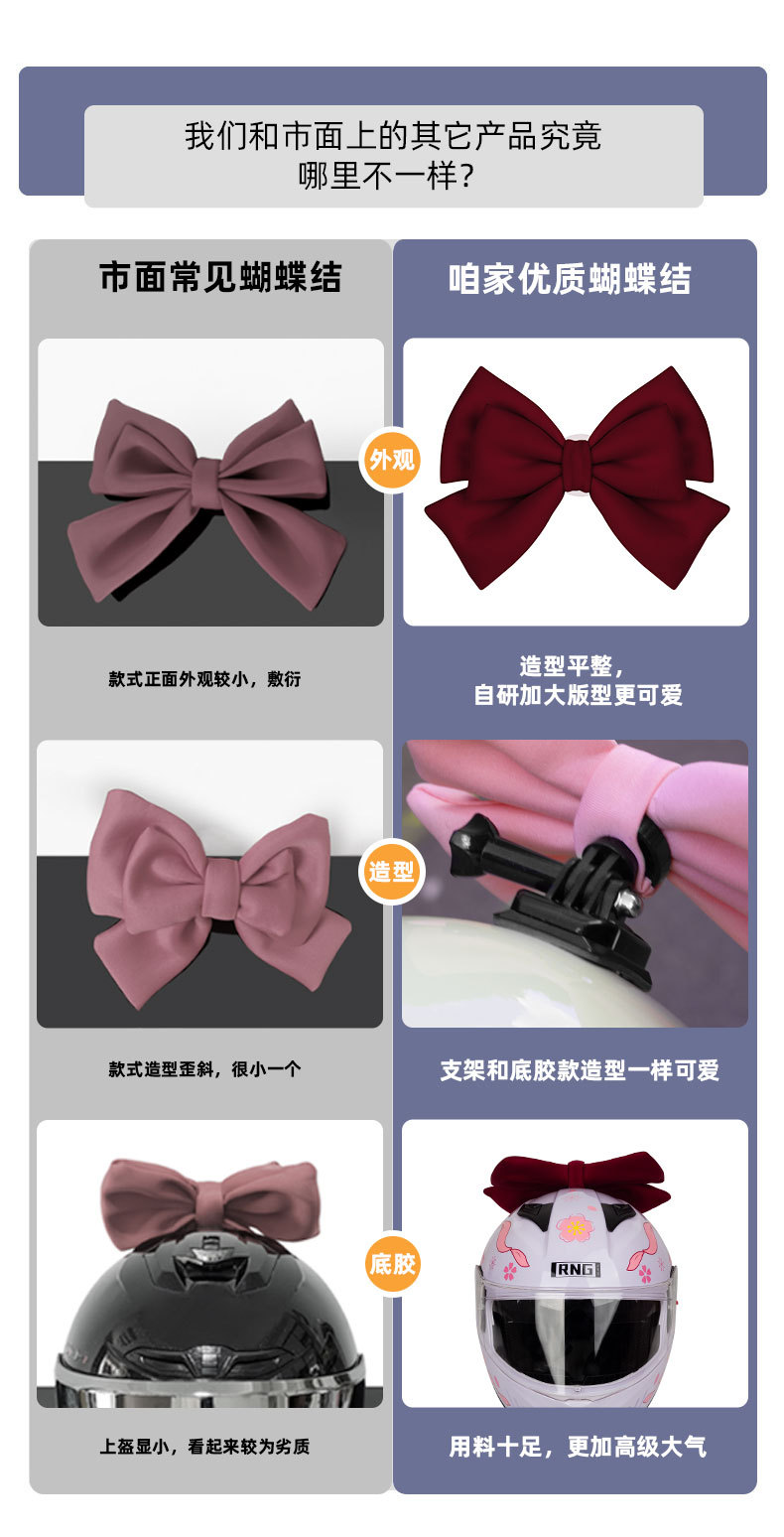 Helmet Decorations, Small Accessories, Electric Vehicle, Motorcycle, Large Universal Modification Parts, Quick-Release Bow