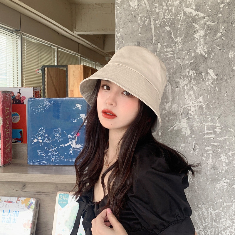 한국 스타일 패션 단색 어부 모자 커플 모델 야외 레저용 자외선 차단 햇빛 가리개 모자 도매 통기성