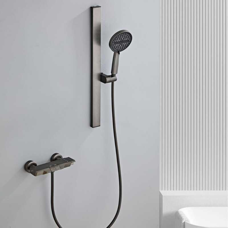 Water-Plated Gray Space Aluminum Bathtub Faucet Bath Set Household Pressurized Split Bathroom Simple Shower Head Water-Plated Gray Space Aluminum Bathtub Faucet Bath Set Household Pressurized Split Bathroom Simple Shower Head
