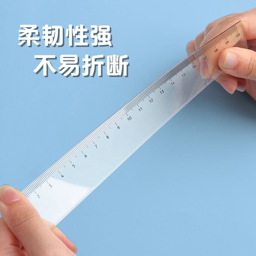Deli transparent ruler wholesale 15cm ruler primary school student function ruler with wavy line ruler multi-functional stationery