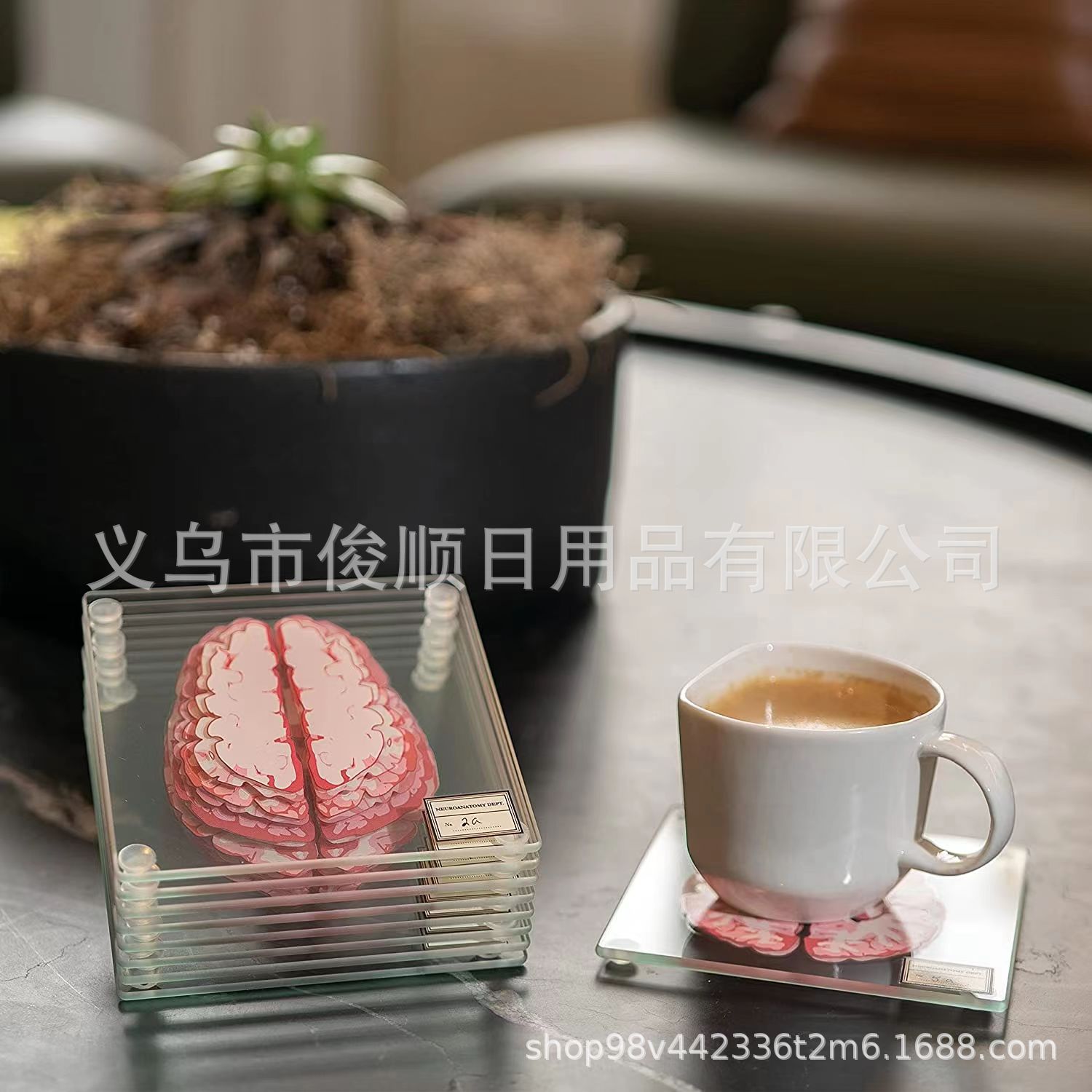 Cross-border Halloween sangre Splash impresión Undead flor cerebro rebanada vidrio acrílico montaña estera de mesa regalo del partido