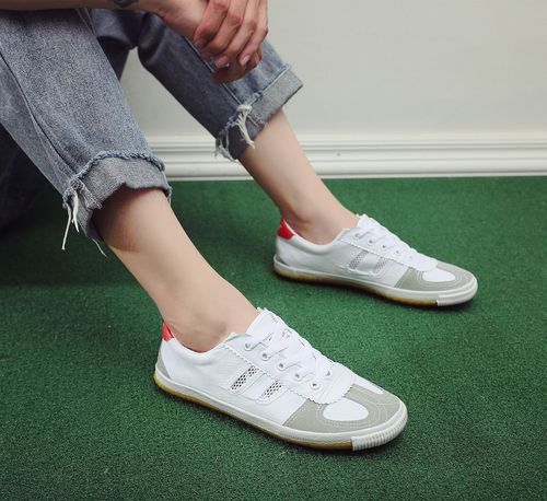 New white training volleyball shoes sports competition soft sole breathable canvas training shoes martial arts shoes drop shipping