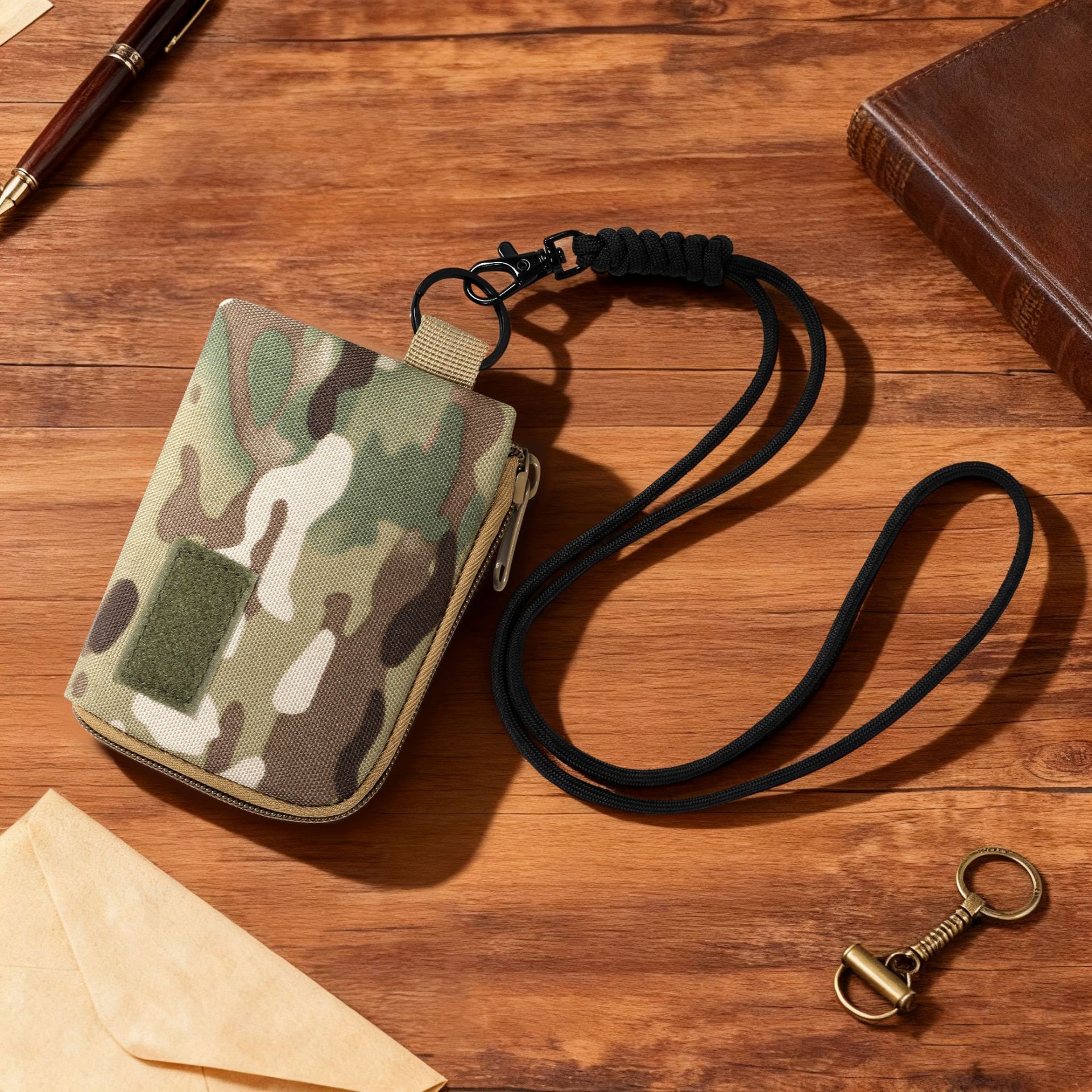 Personalizado transfronterizo de poliéster auriculares bolso de cambio mini bolso de almacenamiento colgante bolsa de monedas camufladas