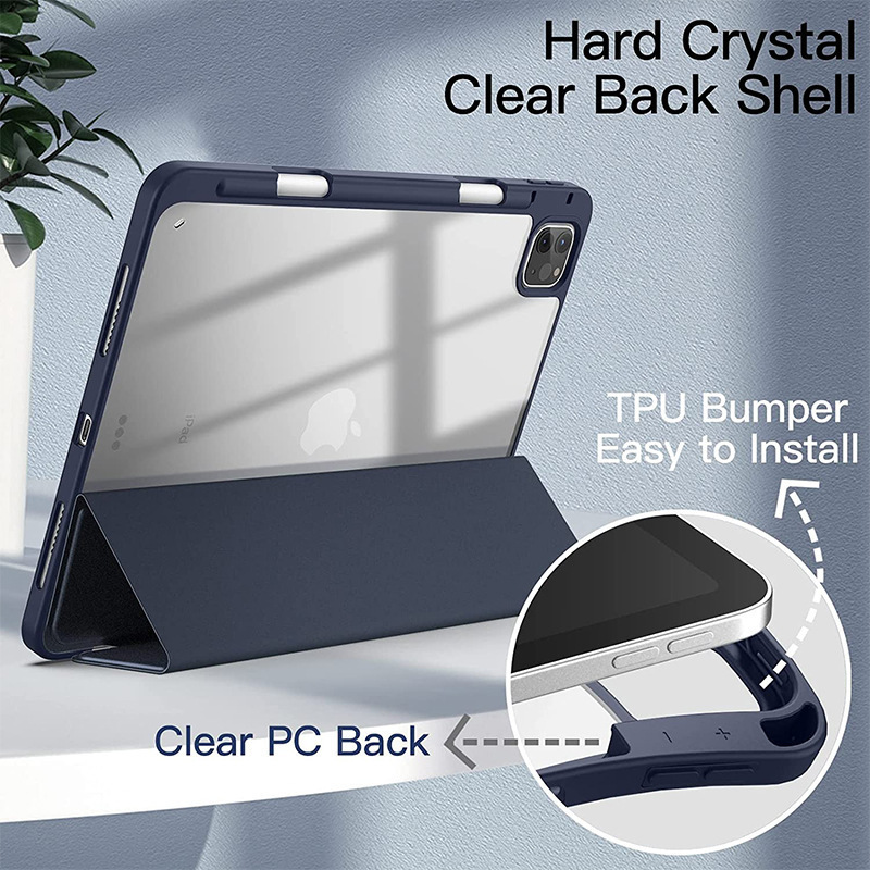 Suitable for iPad 10.2 protective case, acrylic with pen slot, 2021 Pro 11, Air 5/34, Mini 6, soft case 9.7