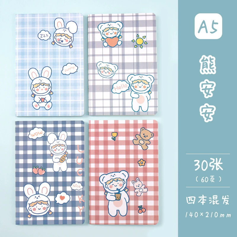 Cartoon notebook for students, book, laptop, print, scheduler