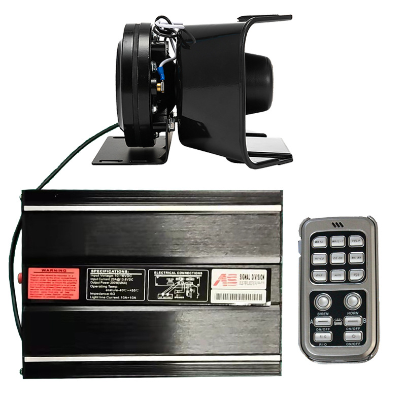 Wireless alarm 300W car loudspeaker siren high-pitched horn modified speaker AS7200K + square mouth speaker