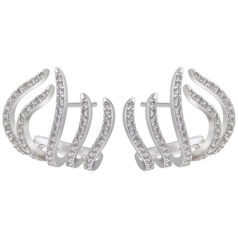 Fashion A Pair Of Golden Ve653 Copper Gold Plated Zirconium Geometric