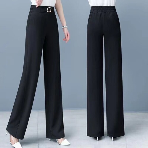 Hanging slightly wide-leg pants for women's summer new style for mom's loose slimming casual straight waist meat-covering Western-style all-matching pants