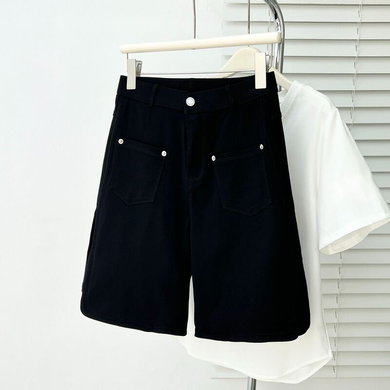 100kg New Summer Style for Plus-Size Girls, Slimming Boyfriend-Style Denim Shorts, Large Size High-Waisted Knee-Length Shorts 0060 100kg New Summer Style for Plus-Size Girls, Slimming Boyfriend-Style Denim Shorts, Large Size High-Waisted Knee-Length Shorts 0060