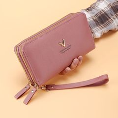 Women's Long Wallet Handbag Double Zipper Large Capacity Cash Purse Multi-functional Phone Card Holder Women