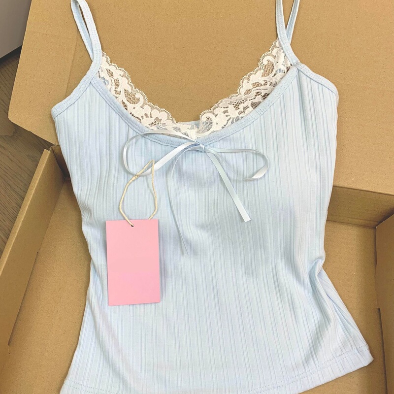 Pure Desire Lace Belt Chest Pad Camisole Women's Summer Outer Wear Slim-fit Slimming Inner Short Base Top