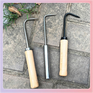 ✅Wooden handle single claw root hook soil loosening tool root hook gardening bonsai conservation tool soil loosening pot gardening worker