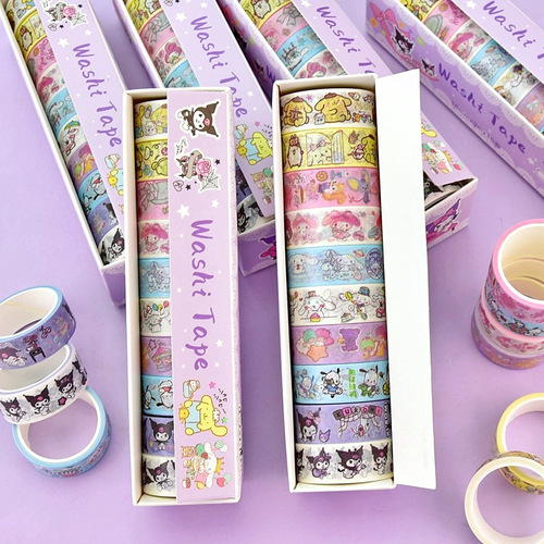 Cartoon Sanrio 10-roll Washi Tape Handbook Material Decoration Sticker Tape Sticker Graffiti Decoration DIY