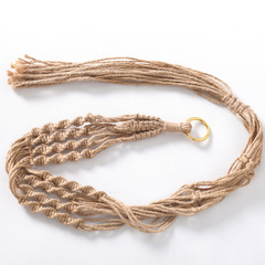 4件套裝黃麻繩網兜 室內裝飾懸掛花盆弔籃花盆網兜 植物網兜套裝