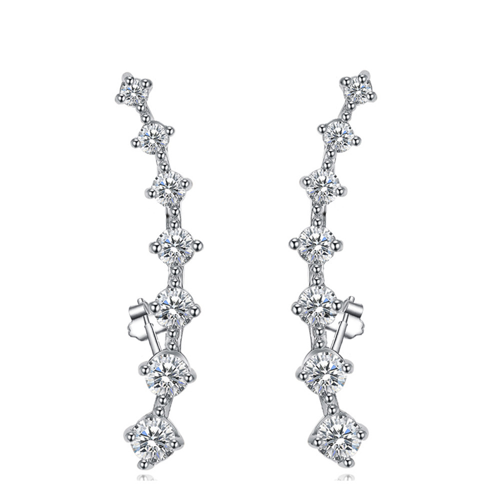 Fashion Geometric Sterling Silver Plating Metal Inlaid Zircon Zircon Earrings Ear Studs