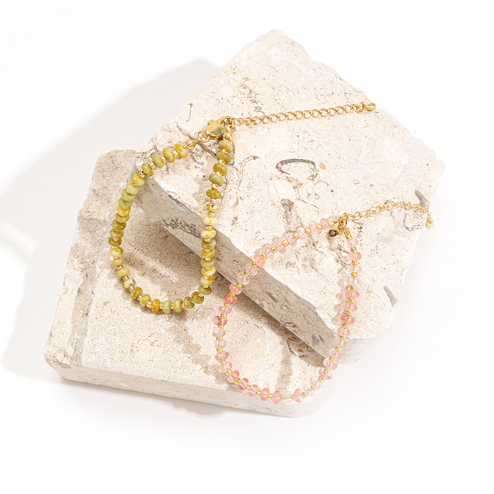 5g Weight Bracelets Classification 1 Piece Quantity Casual, Daily Occasion Stainless Steel, natural stone Material Color Block Pattern Women's Gender Vintage Style Style Vintage Style Color Block Stainless Steel Natural Stone Bracelets In Bulk 3