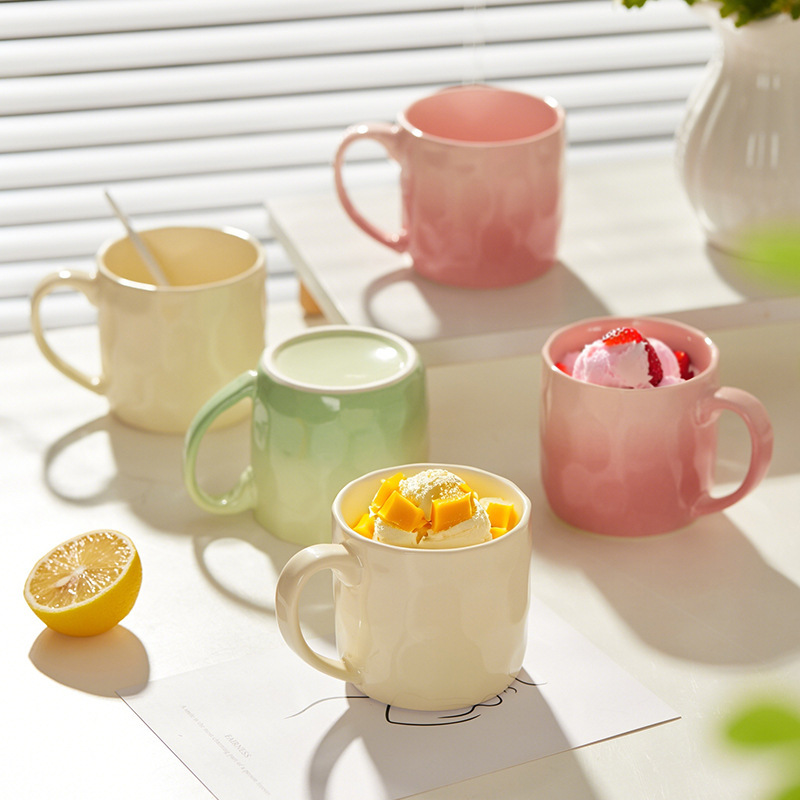 グラデーションマグカップ高颜値陶磁器カップ家庭用コップカップル朝食カップオフィスコーヒーカップ|undefined