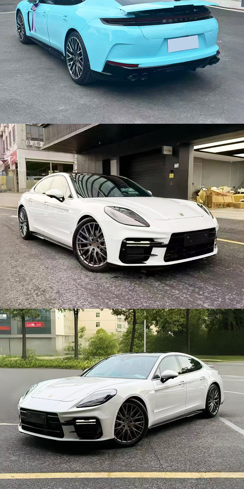 Suitable for Porsche Panamera 970 Upgrade to 976 Large Body Kit, Pp Material Front Bumper and Rear Bumper Large Body Kit