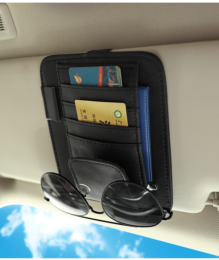 Car Sun Visor Storage Glasses Holder, In-Car Card and Document Holder, Receipt Storage Clip, Car Interior Glasses Clip